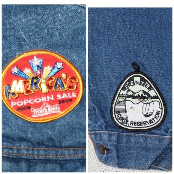 Vintage Levi's Boys scouts Patches Denim Jacket Size 40 cotton Made In USA - Picture 7 of 15